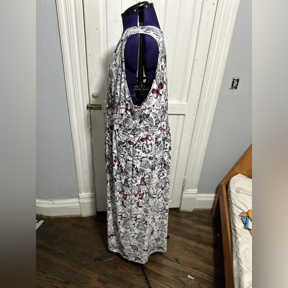 2X CJ Banks Black and White with Multicolor Butterflies Sleeveless Dress - Picture 3 of 5